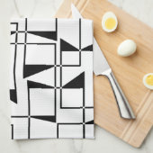 モダン，都市，はっきりした幾何カッコいいパターン芸術 キッチンタオル (四つ折り)