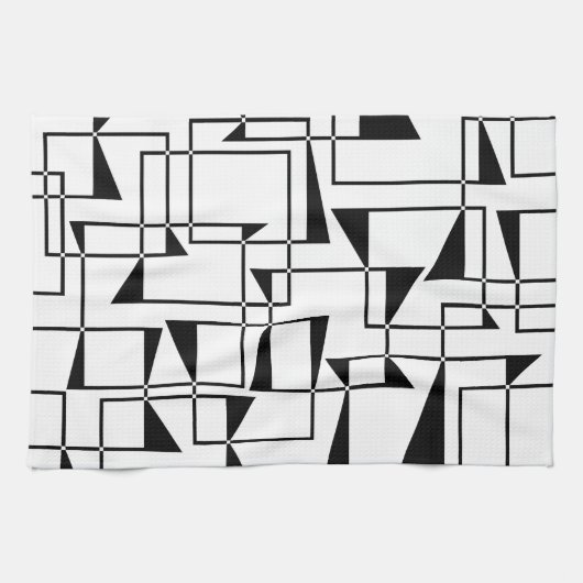 モダン，都市，はっきりした幾何カッコいいパターン芸術 キッチンタオル (横)