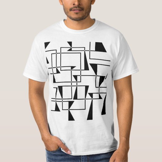 モダン,都市,はっきりした幾何カッコいいパターン芸術 Tシャツ (正面)