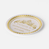 モダン、金ゴールドのティアラキンセアニェラ ペーパープレート (アングル)