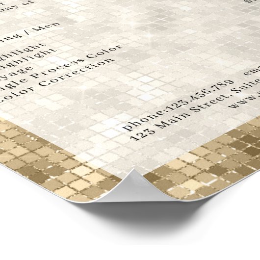 モダン,金ゴールドグラムサロン価格表ポスター ポスター (角)