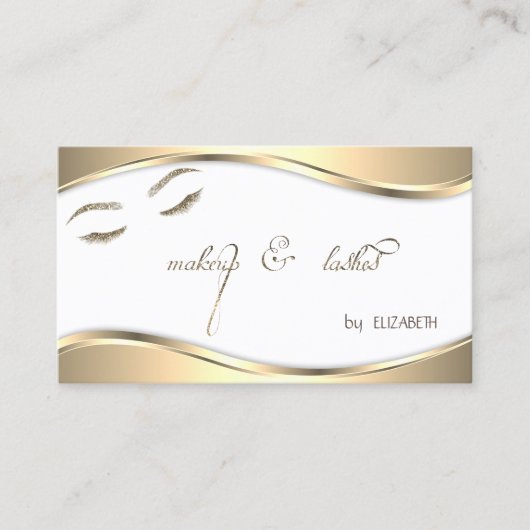 モダン、金ゴールドグリッターの点滅 名刺 (正面)