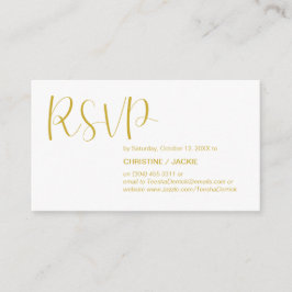 モダン,金ゴールドスクリプト， RSVP応答 エンクロージャーカード