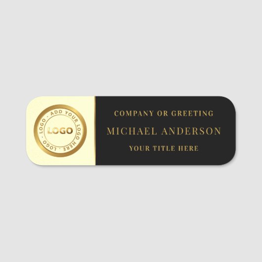 モダン |金ゴールドロゴ企業のプロフェッショナル社員 名札 (正面)