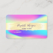 モダン,金ゴールド,ストライプブラシストロークのホログラフィック 名刺 (正面)