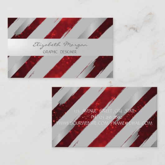 モダン,金フェイク箔ブラシストローク,グリッター 名刺 (正面/裏面)