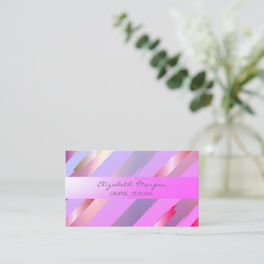 モダン，金フェイク箔ブラシストローク 名刺 (スタンド正面)