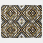 モダン,銀のトレンディー模様,金ゴールドと黒 フリースブランケット (正面(横))