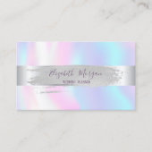 モダン,銀ストライプ,ブラシストローク,ホログラフィック 名刺 (正面)