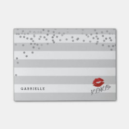 モダン、銀、ストライプおよびキス ポストイット