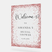 モダン、銅グリッターへようこそ アクリルサイン (傾斜)