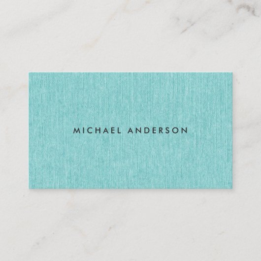 モダン、青いターコイズの水はリネン質を印刷しました 名刺 (正面)