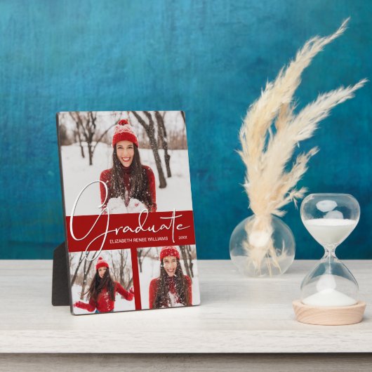 モダン(鳥)ショウジョウコウカンチョウ赤卒業写真コラージュ フォトプラーク (側面)