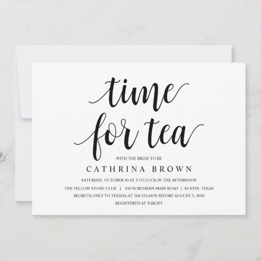 モダン,黒いスクリプト,ブライダルシャワー 招待状 (正面)