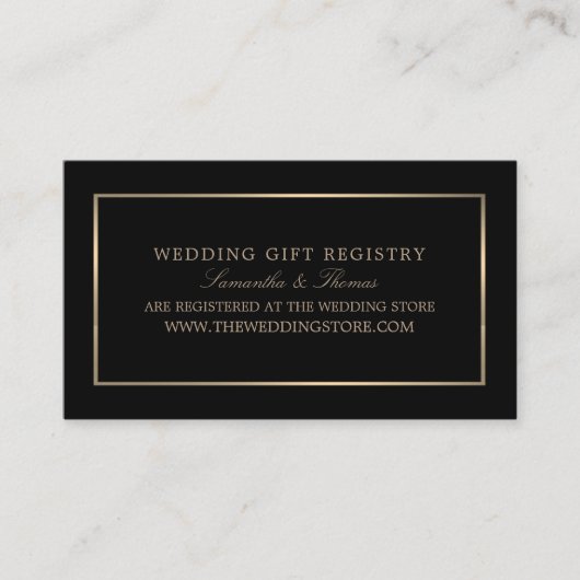 モダン &、黒お洒落色と金ゴールド、ギフトレジストリ エンクロージャーカード (正面)