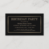 モダン &、黒お洒落/金ゴールド誕生日パーティーチケット 名刺 (正面)