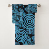 モダン、黒のトレンディーの青い円 バスタオルセット (インサイチュ)
