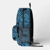 モダン、黒のトレンディーの青い円 プリントバックパック (右)