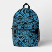 モダン、黒のトレンディーの青い円 プリントバックパック (正面)