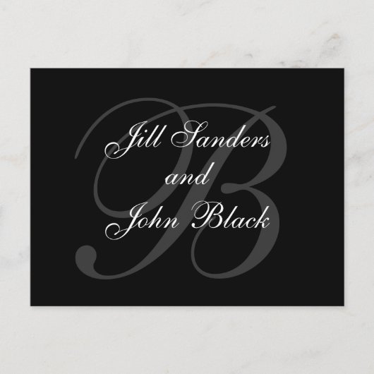 モダン，黒フォーマルモノグラム日付の保存 案内ポストカード (正面)