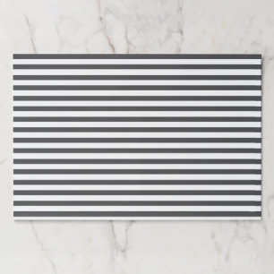 モダン、黒ミニマル色と白のストライプのランチョンマット ペーパーパッド