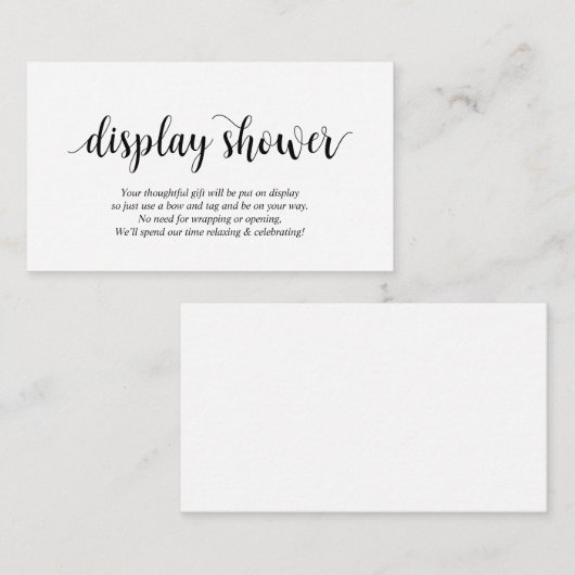 モダン、黒素朴のスクリプト、シャワーを表示 エンクロージャーカード (正面/裏面)