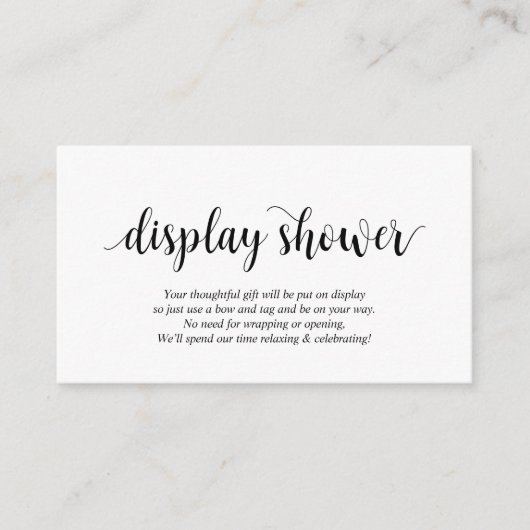 モダン、黒素朴のスクリプト、シャワーを表示 エンクロージャーカード (正面)