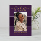 モダン | 1フォトフォイル卒業発表 箔招待状 (立ち正面)