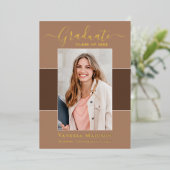 モダン | 1フォトフォイル卒業発表 箔招待状 (立ち正面)