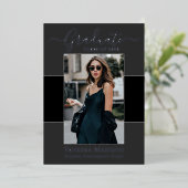 モダン | 1フォトフォイル卒業発表 箔招待状 (立ち正面)