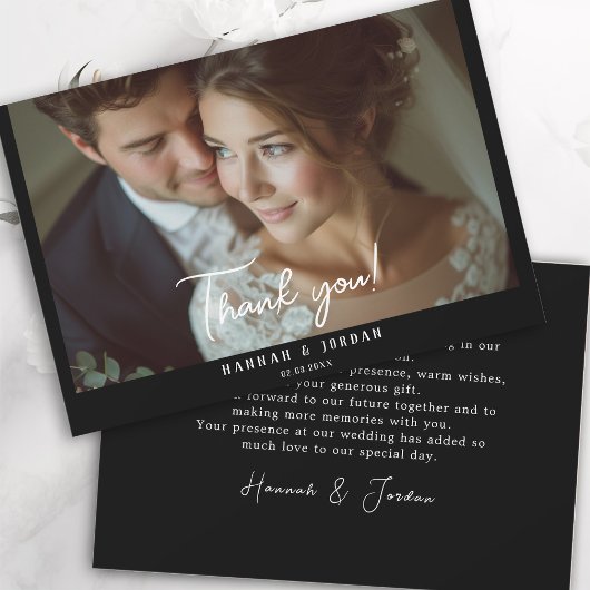 モダン, 1枚の写真,手書き結婚入力,'s "ありがとう" サンキューカード