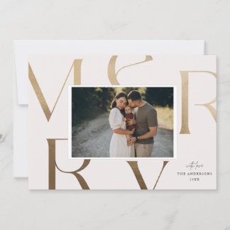 モダン 1 枚の写真 偽の金 メリークリスマス ホリデー シーズンカード