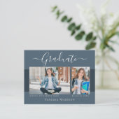 モダン | 2写真エレガントの卒業発表 ポストカード (スタンド正面)