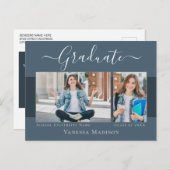 モダン | 2写真エレガントの卒業発表 ポストカード (正面/裏面)