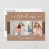 モダン | 2写真エレガントの卒業発表 ポストカード (正面/裏面)