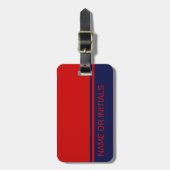 モダン, 2色のデザイン（名前が青い赤） ラゲッジタグ (正面縦)
