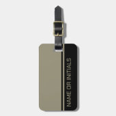 モダン, 2色ミニマルデザイン（名前あり） – 黒 ラゲッジタグ (正面縦)