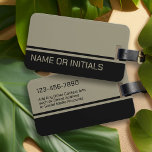 モダン, 2色ミニマルデザイン（名前あり） – 黒 ラゲッジタグ<br><div class="desc">2色シンプルのデザインとストライプ。名前または任意の文字を追加する色ブロック。名前、モノグラム、またはその他の文字を追加カスタムできる。変更をもし行うには、アクリックートをのまわりにボタンに移す必要カスタマイズがある。</div>