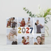 モダン 2021 |祝日 |新年 | 6枚の写真 シーズンカード (スタンド正面)