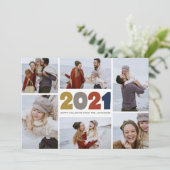 モダン 2021 |祝日 |新年 | 6枚の写真 シーズンカード (スタンド正面)