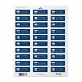 モダン 2026 ネイビーブルー 卒業式 返信先住所ラベル ラベル (フルシート)