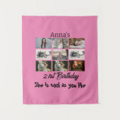 モダン 21歳の誕生日 パーソナライズ 9枚の写真 コラージュ タペストリー (正面)