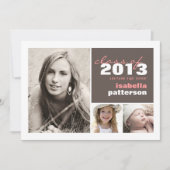 モダン & 3はっきりした写真卒業発表 招待状 (正面)