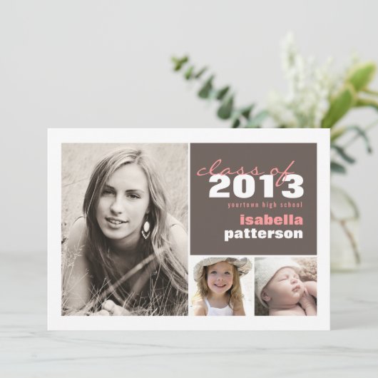 モダン & 3はっきりした写真卒業発表 招待状 (スタンド正面)