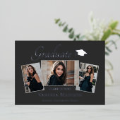 モダン | 3フォトフォイル卒業発表 箔招待状 (立ち正面)