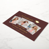 モダン | 3フォトフォイル卒業発表 箔招待状 (回転した状態)