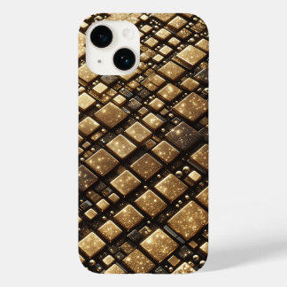 モダン 3D ゴールド グリッター ブロック ジオメトリック ラグジュアリー P Case-Mate iPhone 14ケース