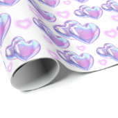 モダン 3D ハート ホログラフィック バレンタインデー ラッピングペーパー (ロールコーナー)