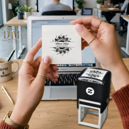 モダン 3D ブラッシュオレンジ フローラル マンダラ ドゥードゥル セルフインキングスタンプ