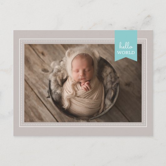 モダン 4素朴枚の写真集合ベビーの発表 案内ポストカード (裏面)